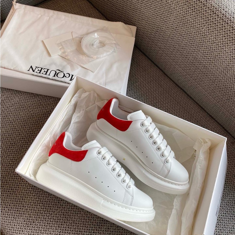 Alexander McQueen White and Red Sneakers - Picture 1 of 5